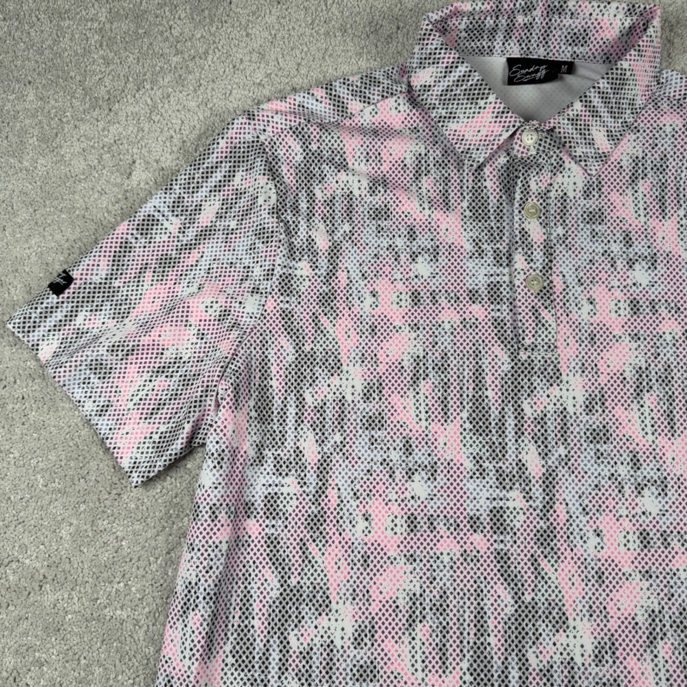 Sunday Swagger Golf Performance Polo Shirt Mens M Pink Abstract Geometric Top